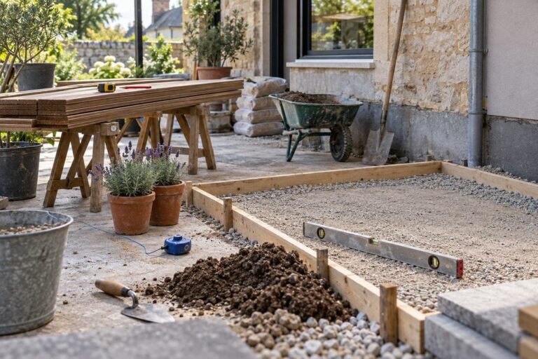 Terrasse, allée, dalle : ce que le paysagiste anticipe pour ne pas charger les fondations